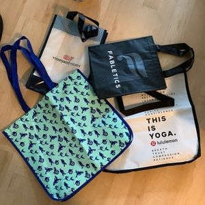 Lululemon, Fabletics, Vineyard Vines Reusable Bag Set of 4